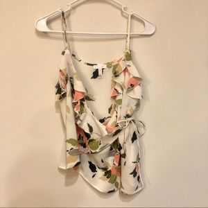 NWT LEITH Pink & White Floral Wrap Tank Small